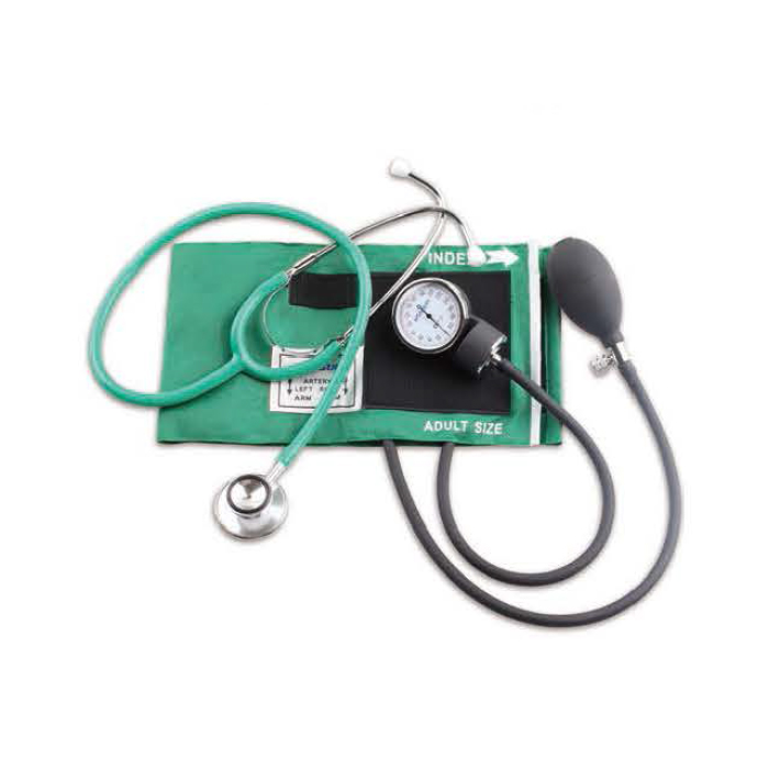 Sphygmomanometer kit with dual head stethoscope